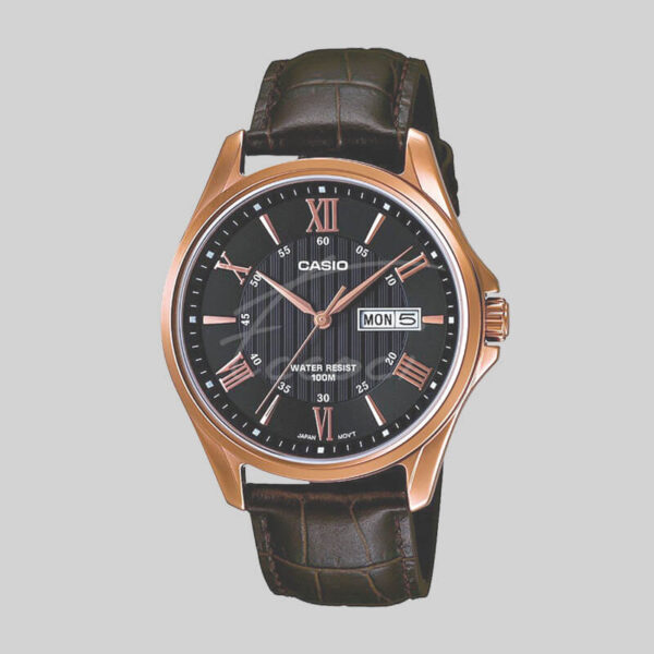 Casio MTP1384L-1AV Rose Tone Black Dial Watch
