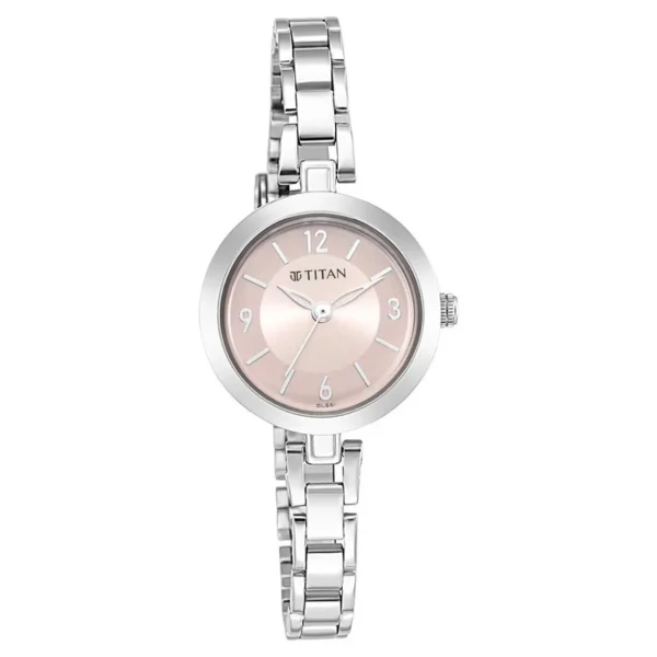 TITAN Lagan Pink Dial Metal Strap Watch 2598SM06