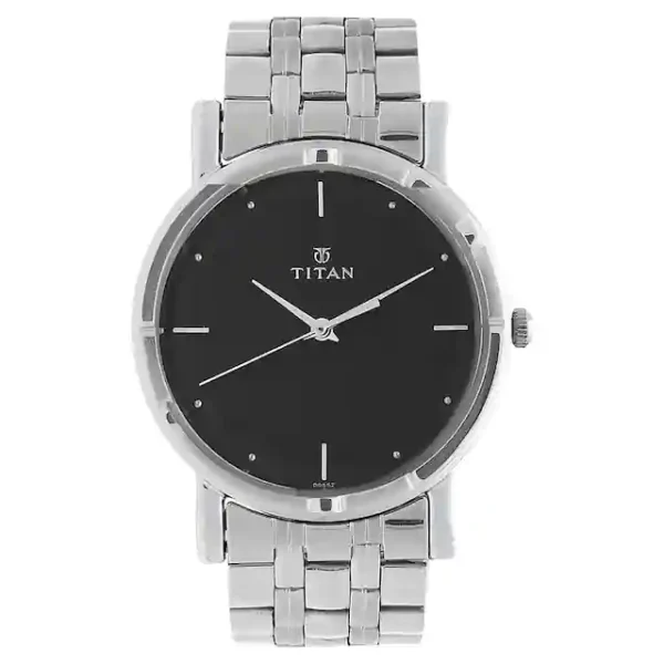 TITAN Black Dial Silver Stainless Steel Strap Watch 1639SM02