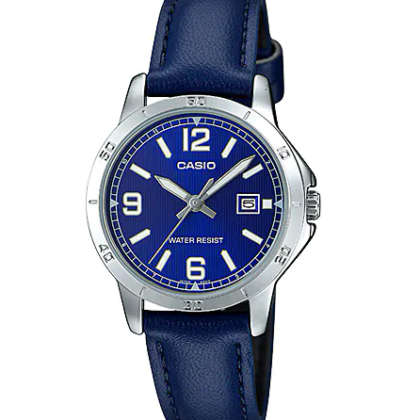 Casio MTP-V004L-2B Men's Casual Blue Leather Band Blue Dial Date Watch