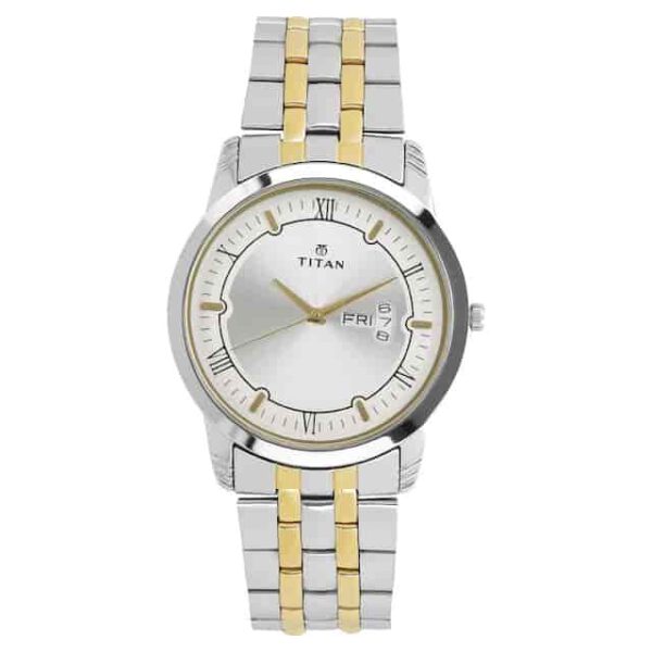 TITAN Silver Dial Two Toned Stainless Steel Strap Watch 1774BM01