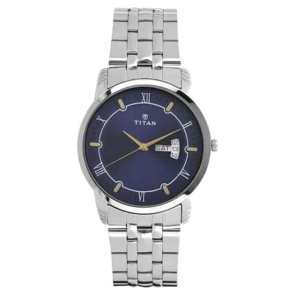 TITAN Blue Dial Silver Stainless Steel Strap Watch NP1774SM01
