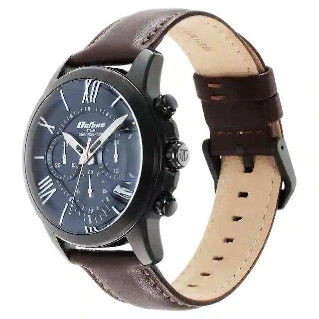 Titan octane blue dial hotsell leather strap