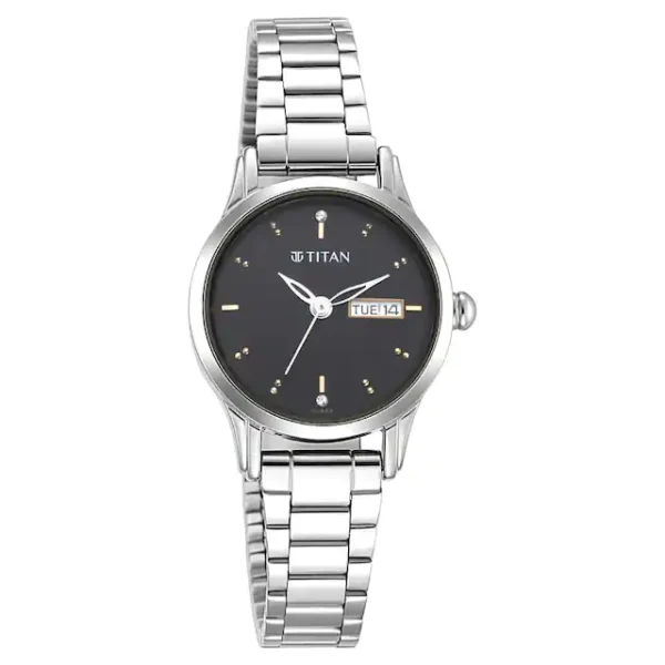 TITAN Lagan Black Dial Metal Strap Watch 2656SM03