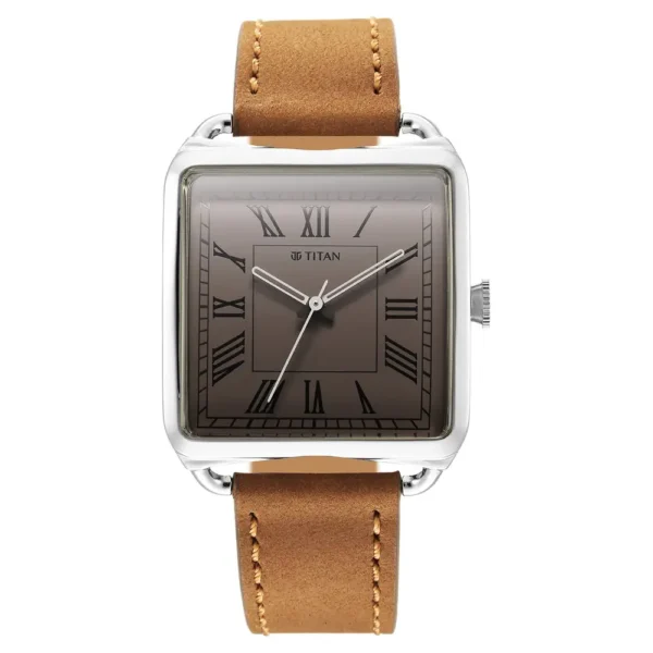 TITAN Grey Dial Leather Strap for Men 1676SL02