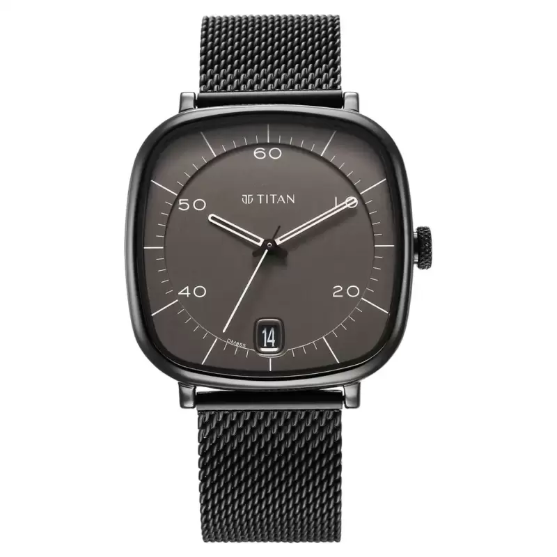 TITAN Neo Curve Anthracite Black Stainless Steel Watch for Men 1885NM01