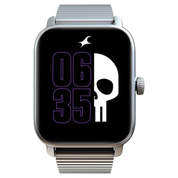 Fastrack Phantom 38103AM02 Premium Silver Solar Metal Smartwatch for Unisex