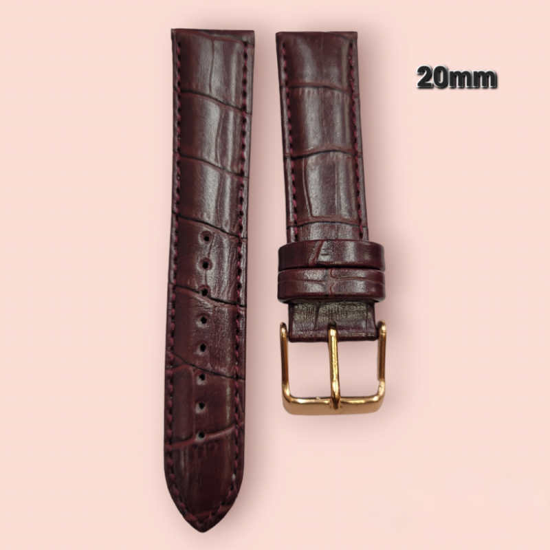 Titan 20mm HK CROCO BURGUNDY leather Strap