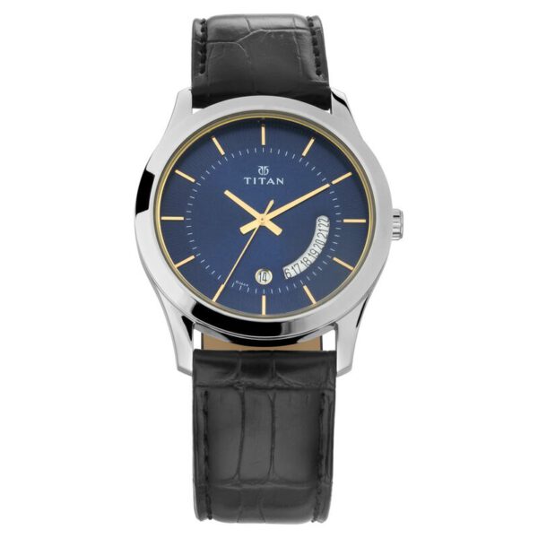 Men watch Blue Dial Analog with Date Leather Strap 1823SL01