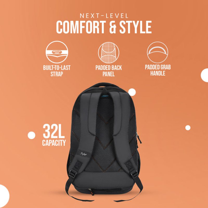 SKYBAGS 35L black Laptop Backpack FOX 2023 LAPTOP BACKPACK (H)BLACK - Image 5