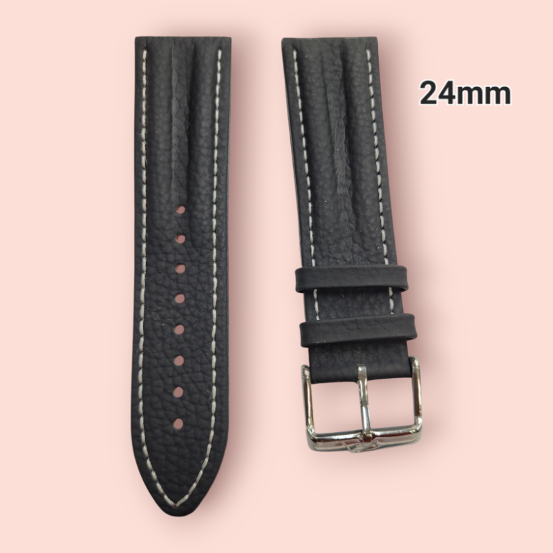 24 mm black Leather Straps for 38017pl01