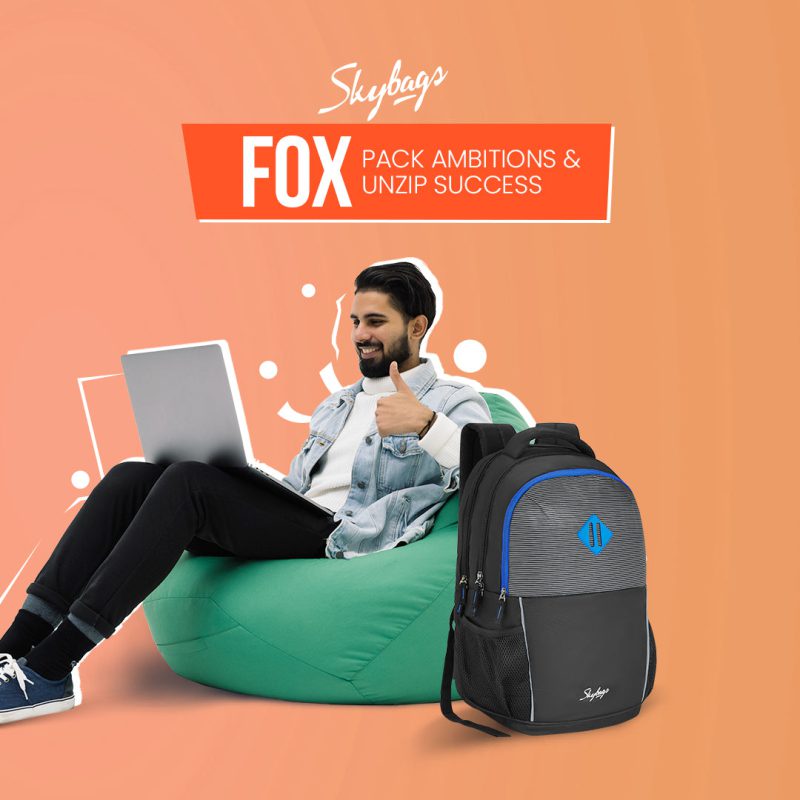 SKYBAGS 35L Laptop Backpack FOX 2023 LAPTOP BACKPACK (H) GREY - Image 2