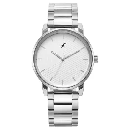 Fastrack 3278SM04 White Dial Metal Strap Men Watch