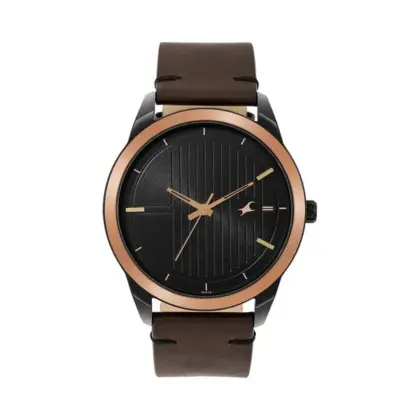 Fastrack 3308KL01 Black Dial Leather Strap Watch for Men