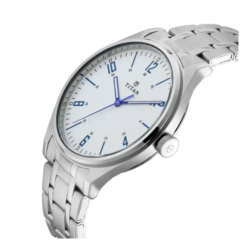 Titan Workwear 1802SM01 – White Dial Metal Strap Men’s Watch - Image 2
