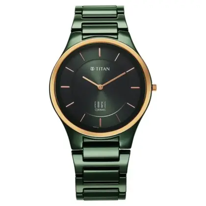 Titan Edge Bicolour 1696KC10 Green Ceramic Quartz Watch