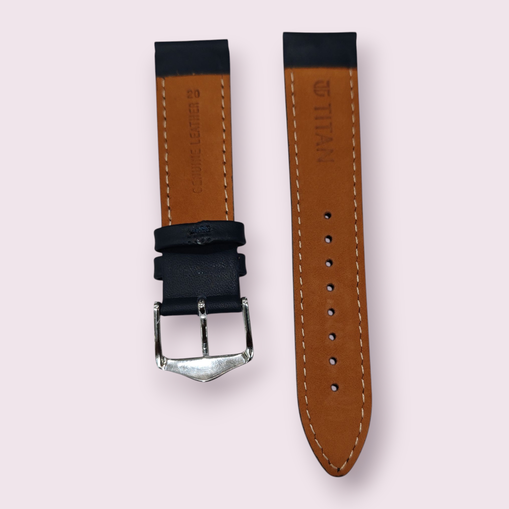 Titan 20mm TBM Blue Leather Strap for 1825SL14 - Image 2