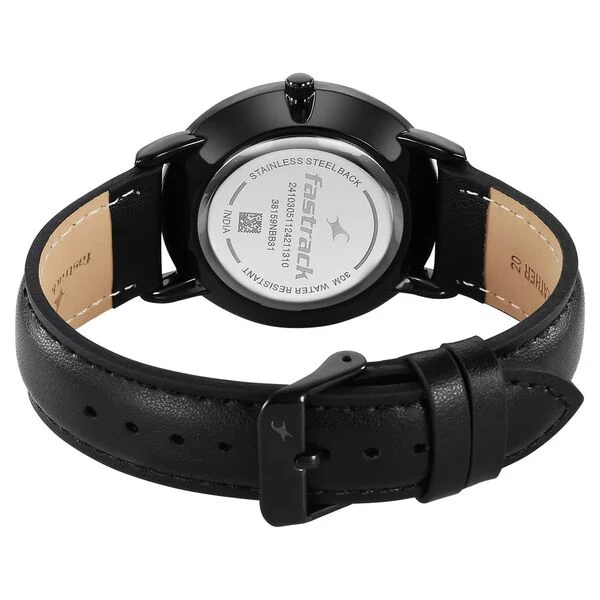Fastrack Stunners X 38159NL01 Quartz Analog Black Dial Leather Strap Watch - Image 4