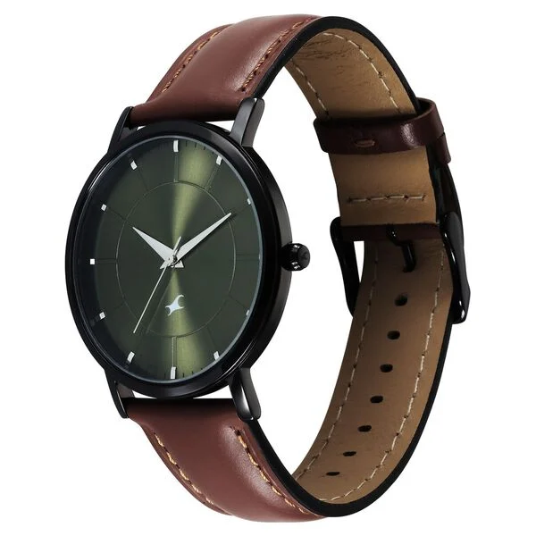 Fastrack Stunners X 38163NL01 Quartz Analog Green Dial Leather Strap Watch for Guys - Image 2