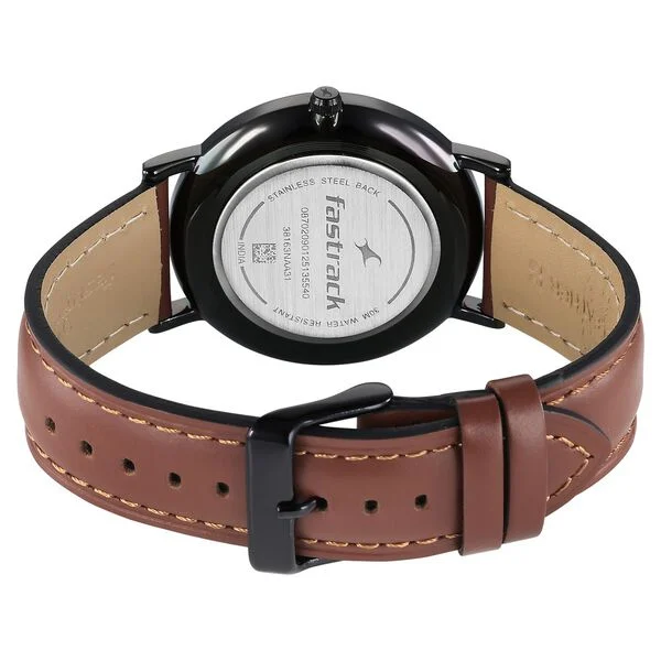 Fastrack Stunners X 38163NL01 Quartz Analog Green Dial Leather Strap Watch for Guys - Image 4