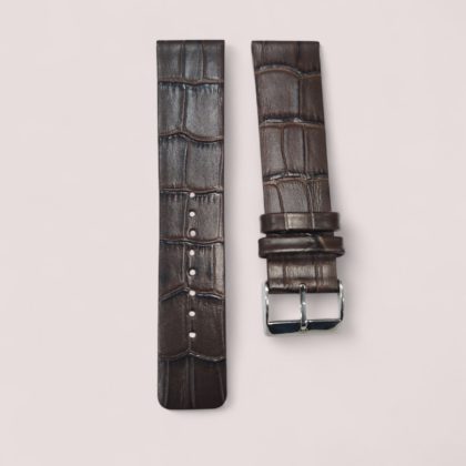 Titan Ultra Slim 22mm crocodile Brown Leather Replacement Band for Titan EDGE