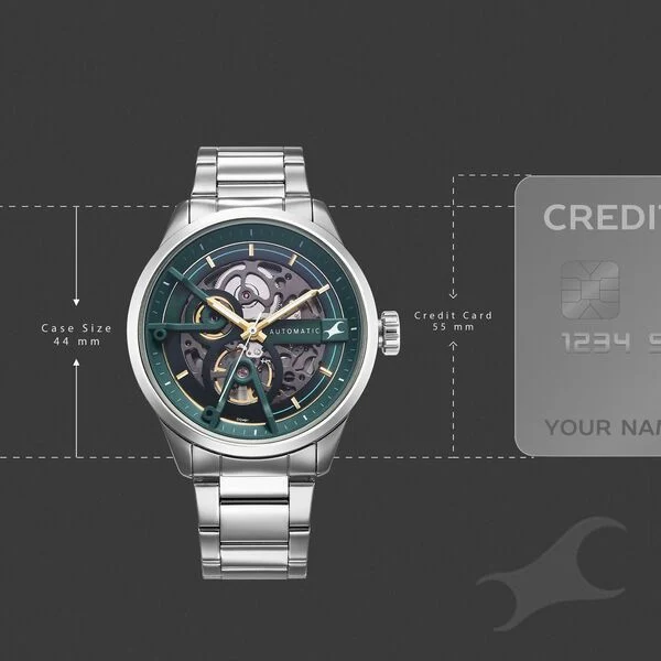 Fastrack Automatics 3318SM01 Green Dial Silver Metal Strap Automatic Watch - Image 2