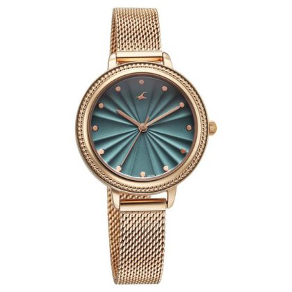 Fastrack Stunners X 68048WM01 – Quartz Analog Green Dial Stainless Steel Strap Watch for Girls