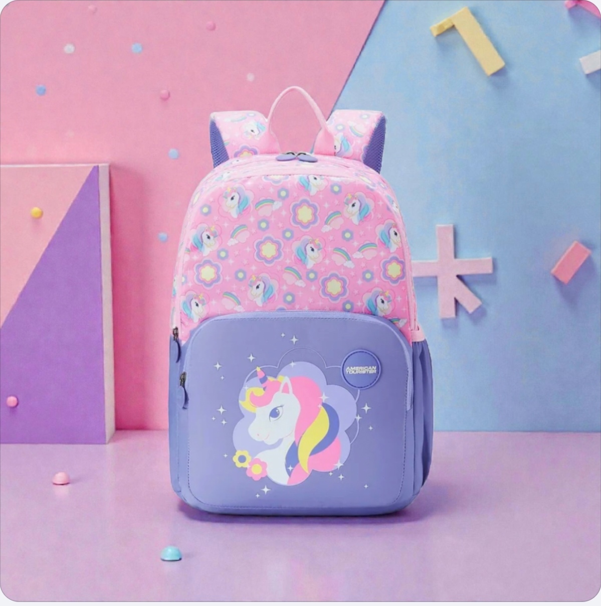 American Tourister Lush Kids UniCorn Lavender Printed School Backpack