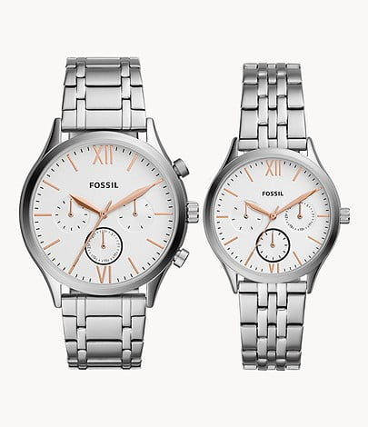 FOSSIL His and Her Multifunction Stainless Steel Watch BQ2468SET