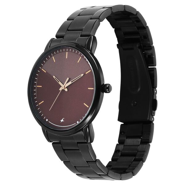 Fastrack 38159NM03 Stunners Quartz Analog Maroon Dial Brown Stainless Steel Watch for Guys - Image 2