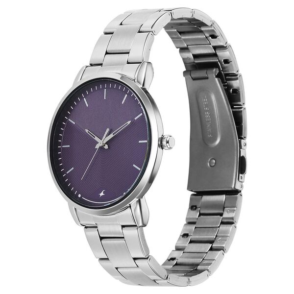 Fastrack Stunners 38159SM08 Quartz Analog Purple Dial Silver Stainless Steel Strap Watch For Guys - Image 2
