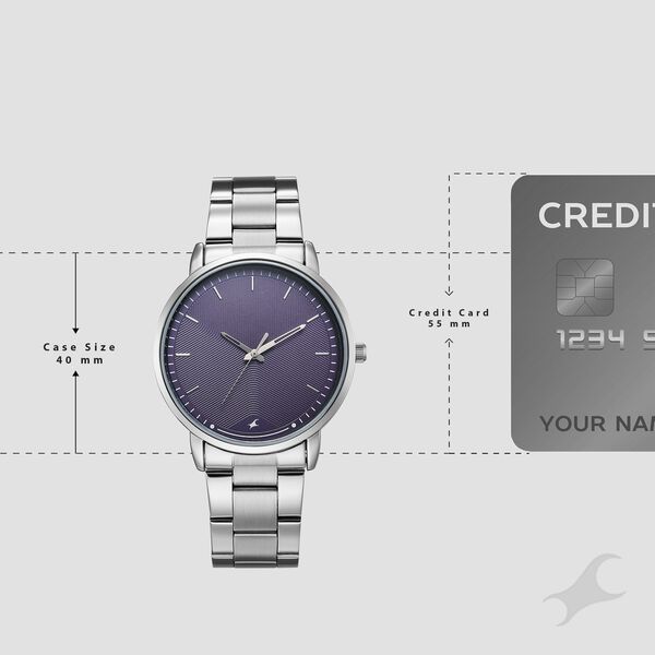 Fastrack Stunners 38159SM08 Quartz Analog Purple Dial Silver Stainless Steel Strap Watch For Guys - Image 3