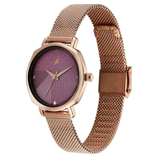 Fastrack Stunners 68064WM02 Purple Dial Rose Gold Stainless Steel Watch - Image 2