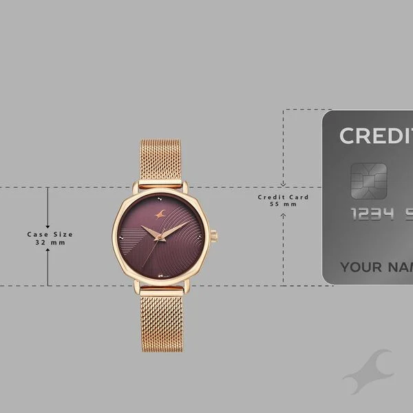 Fastrack Stunners 68064WM02 Purple Dial Rose Gold Stainless Steel Watch - Image 3