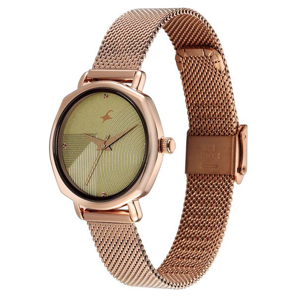 Fastrack Stunners 68064WM03 Green Dial Rose Gold Watch for Girls - Image 2