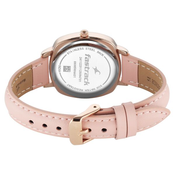 Fastrack Stunners 68065WL01 Rose Gold Leather Analog Watch for Girls - Image 4