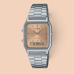 Casio AQ-230A-4AMQY Vintage Analog Digital Light Copper Dial Dual time Quartz  Unisex Watch