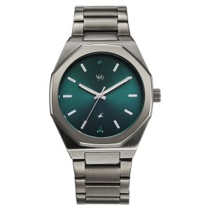 Fastrack Vyb Nimbus FV30057NM01W mens watch with dark grey octagonal case and stainless steel strap